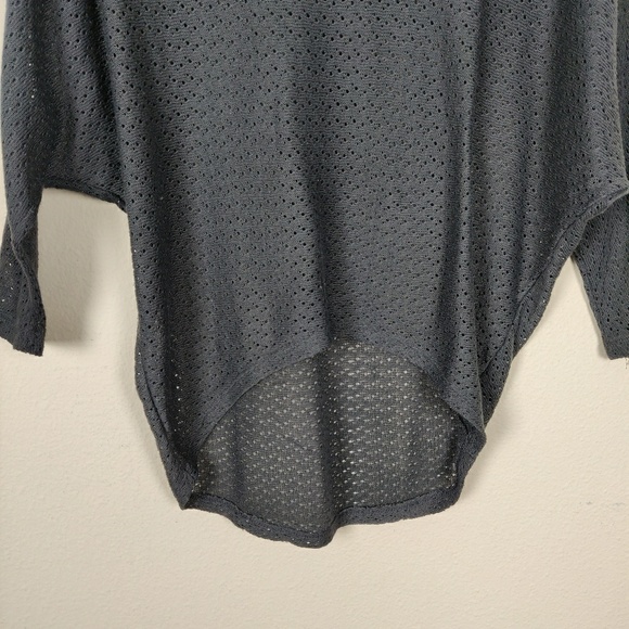 Nicolette charcoal gray open knit dolman sweater - Picture 3 of 6